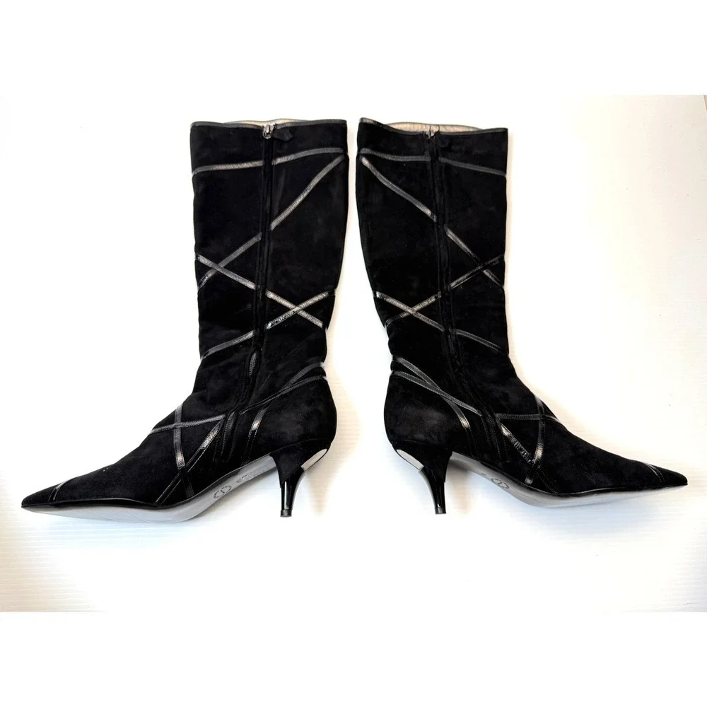 Georgina Goodman Suede Kitten Heel Boots Women 40 US‎ 9? NWOB Art to wear RARE